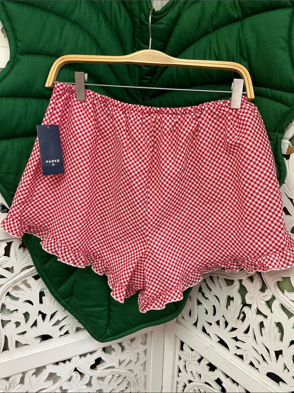 NWT Parke X Target red gingham ruffle shorts. Size M. **SOLD OUT online** - Picture 7 of 8